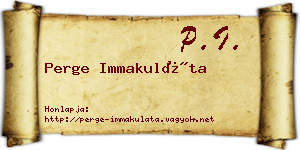 Perge Immakuláta névjegykártya